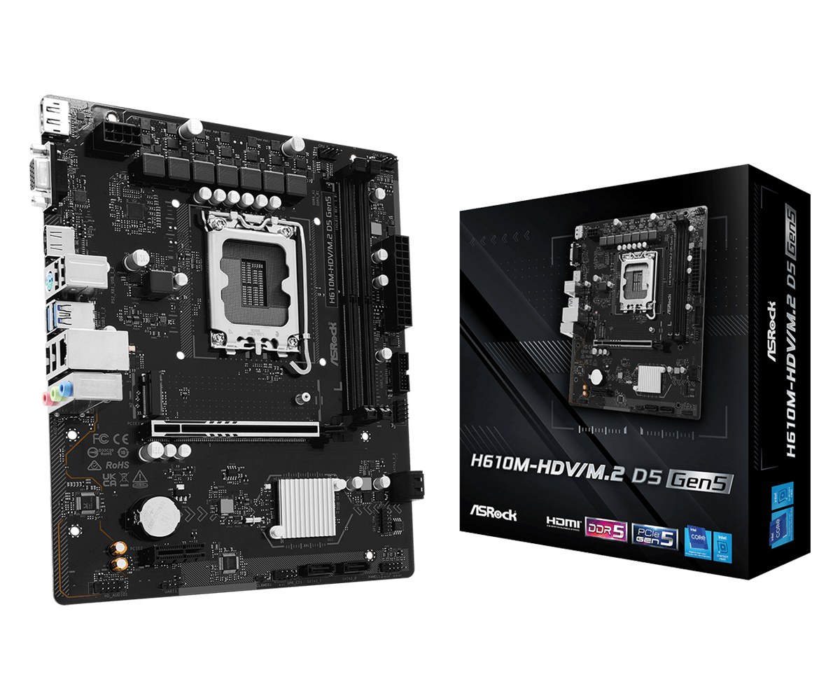 H610M HDV M.2 D5 Gen5 Intel H610 LGA 1700 micro ATX